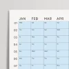 2026 Yıllık Takvim Planlayıcı, Planlayıcı Duvar Takvimi, Pastel Mavi Renk