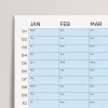 2026 Yıllık Takvim Planlayıcı, Planlayıcı Duvar Takvimi, Yatay, Pastel Mavi Renk