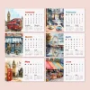 2027 Londra Masa Takvimi - Önceki ve Sonraki Ay Görünümlü Renkli İllüstrasyon Takvim | Big Ben, London Eye, Tower Bridge, River Thames Temalı