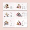 2027 Sevimli Yavru Kedili Masa Takvimi | Doğal Ahşap Tabanlı Takvim | Pastel Pembe Kedi illüstrasyonlu Takvim