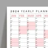 2027 Yıllık Planlayıcı Poster Takvim, Pembe Renk Planlayıcı Takvim, 2027 Okul Takvimi