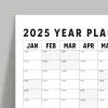 2025 Yıllık Planlayıcı Duvar Takvimi, Aylık Planlayıcı Aile Takvimi, Siyah Beyaz Takvim