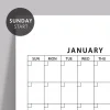 Amerikan Standardı Zamansız Yıllık Planlayıcı Takvim, Pazar Günü Başlangıçlı, Sürekli Takvim, Tarihsiz Yıllık Planlayıcı Duvar Takvimi, Zamansız Takvim