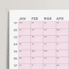 2025 Yıllık Takvim Planlayıcı, Planlayıcı Duvar Takvimi, Pastel Pembe Renk