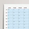 2025 Yıllık Takvim Planlayıcı, Planlayıcı Duvar Takvimi, Pastel Mavi Renk