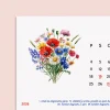 Ahşap Ayaklı Çiçekli 2026 Masa Takvimi – Mevsim Çiçekleri İllüstrasyonlu Takvim