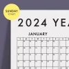 Amerikan Standardı 2025 Takvim, 2025 Yıllık Planlayıcı Duvar Takvimi, Sunday Start