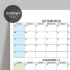 Amerikan Standardı 2026 -2027 Akademik Duvar Takvimi, Eylül Başlangıçlı, PAZAR Günü Başlangıçlı, United States Calendar, Gökkuşağı Renkler