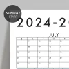 Amerikan Standardı 2026 -2027 Akademik Duvar Takvimi, TEMMUZ Başlangıçlı, PAZAR Günü Başlangıçlı