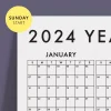Amerikan Standardı 2026 Takvim, 2026 Yıllık Planlayıcı Duvar Takvimi, Sunday Start