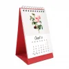 Çiçekli Masa Takvimi, Vintage Çiçekli Takvim, Kırmızı Üçgen Takvim, 2025 Masa Takvimi