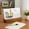 İtalya Temalı 2026 Masa Takvimi | Rustik Ahşap Standlı Masaüstü Takvim