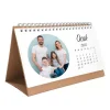Kişiye Özel Yuvarlak Fotoğraflı 2025 Masa Takvimi Kraft Taban