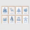Mavi Desen Yeniyıl Kartları 8’li Set, Lüks Noel Kartları, Mutlu Yıllar Kartı, Tebrik Kartları