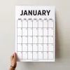 Tarihsiz Aylık Planlayıcı Duvar Takvimi - Minimalist Siyah Beyaz Modern Planlayıcı (12 Ay)