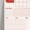 Tarihsiz Aylık Planlayıcı Takvim, Kırmızı Retro Organizer Planlayıcı