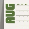 Tarihsiz Aylık Planlayıcı Takvim, Matcha Yeşil Retro Organizer Duvar Planlayıcı
