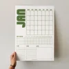 Tarihsiz Aylık Planlayıcı Takvim, Matcha Yeşil Retro Organizer Duvar Planlayıcı