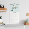 Zamansız Doğum Günü Takvimi, Okyanus Esintili Dekoratif Takvim, 14 x 29,7 cm, 12 Aylık Tarihsiz Sürekli Takvim, Aylık Planlayıcı Takvim