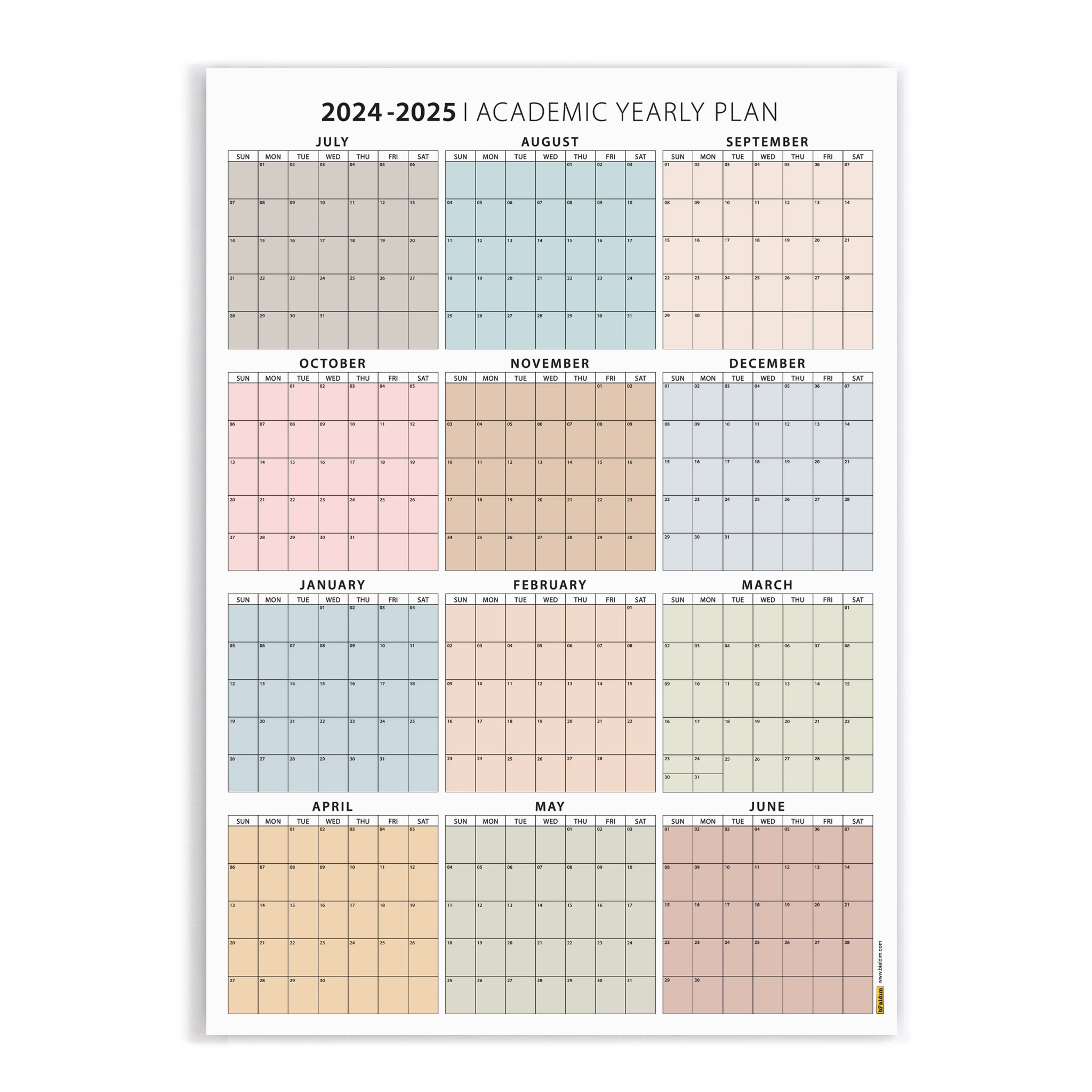 Amerikan Standardı 2024 -2025 Akademik Duvar Takvimi, TEMMUZ ...