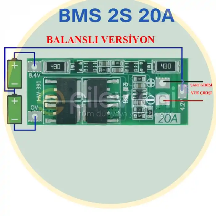 2s 20A balanslı lityum ion bms
