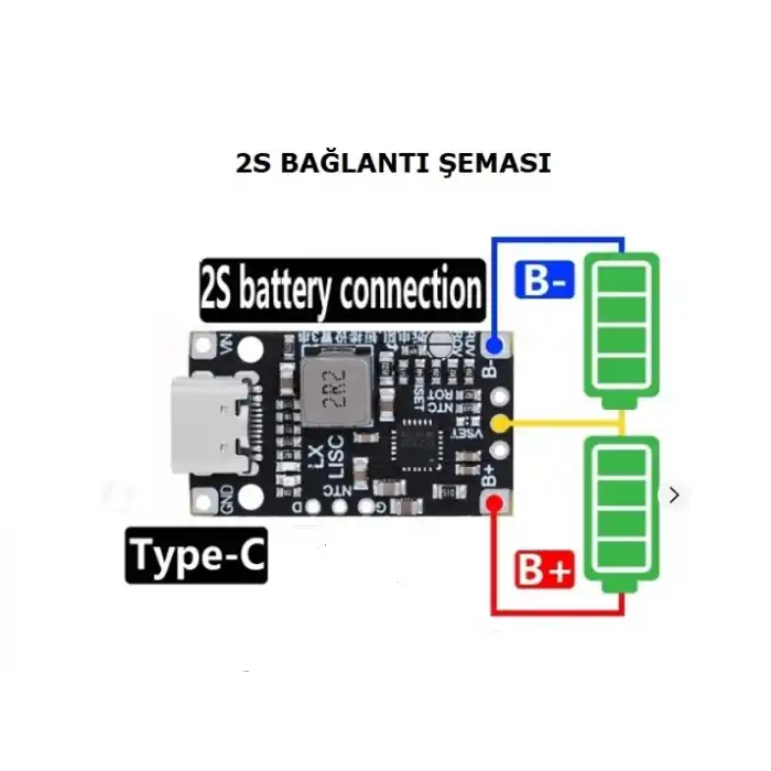 2S 3S Type-C Lityum Pil Şarj Modülü ve Balans Devresi