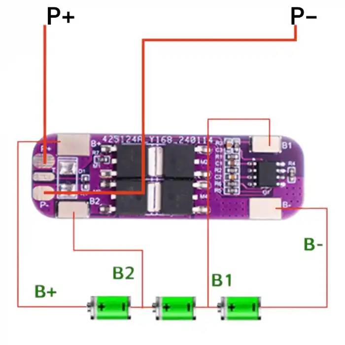 3S 20A (12.6V) Lityum Batarya BMS (Mor PCB)