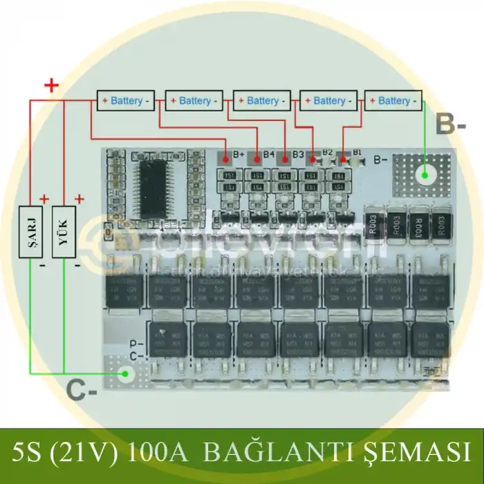 5S 100A Balanslı LifePo4 BMS Şarj Koruma Devresi
