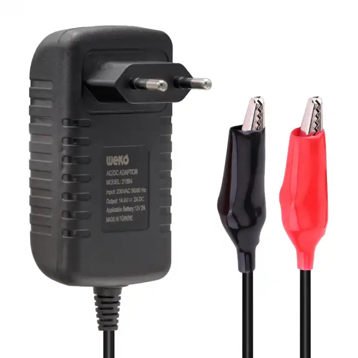 12 Volt 2 AMPER KROKODİL UÇLU KIRMIZI YEŞİL LEDLİ Akü ŞARJ CİHAZI