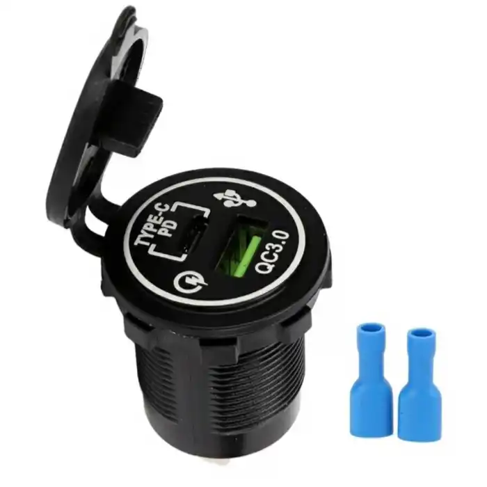 Pano Tipi Hızlı Şarj Soketi USB QC3.0 + Type-C PD (Otomobil-Tekne Uyumlu)