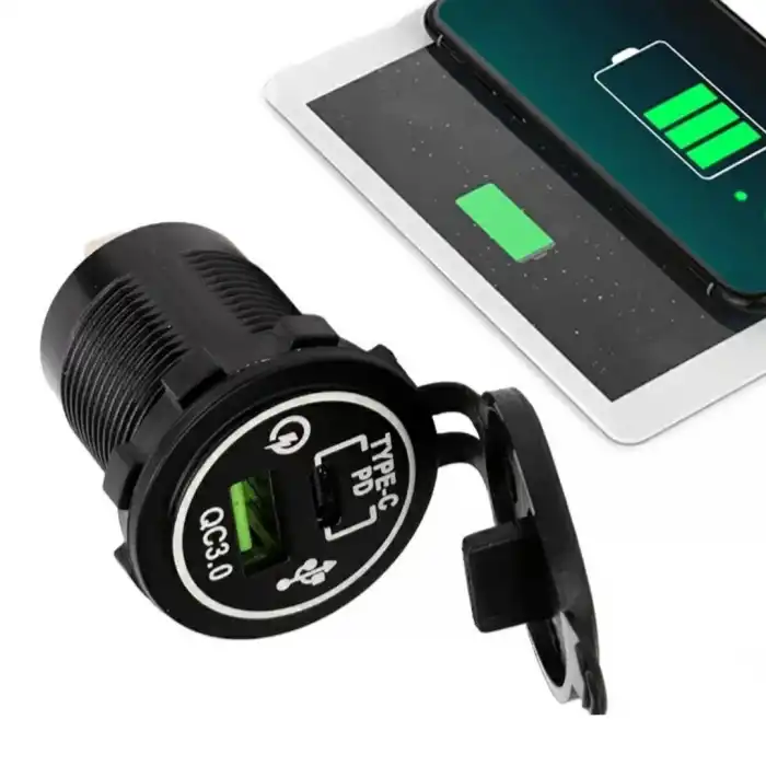 Pano Tipi Hızlı Şarj Soketi USB QC3.0 + Type-C PD (Otomobil-Tekne Uyumlu)