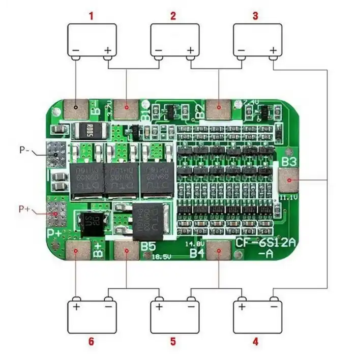 6S 15A BMS 18650 Lityum Pil Şarj Koruma Devresi