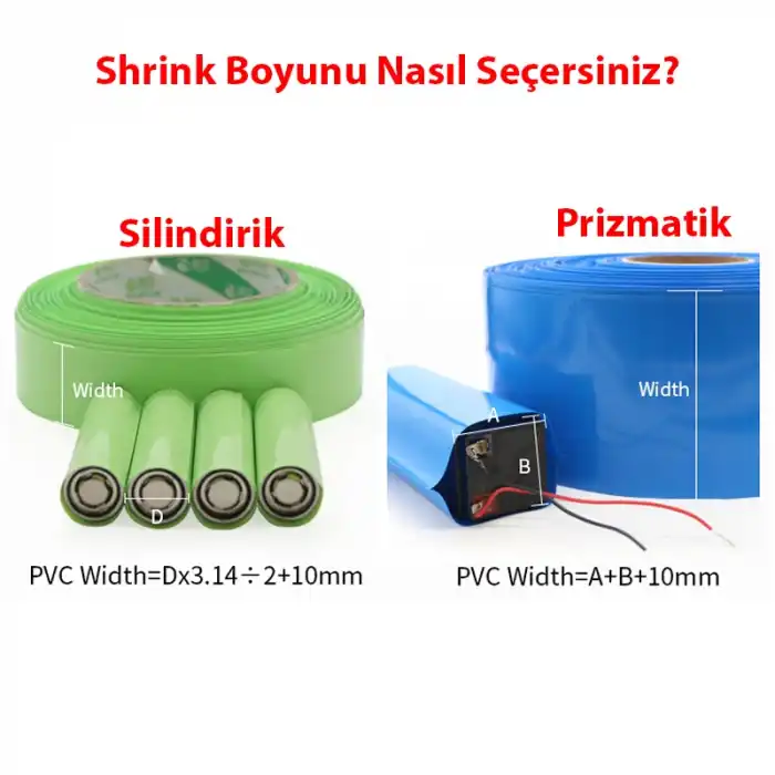 Batarya Shrink - Isıyla Daralan PVC - 220mm - Mavi