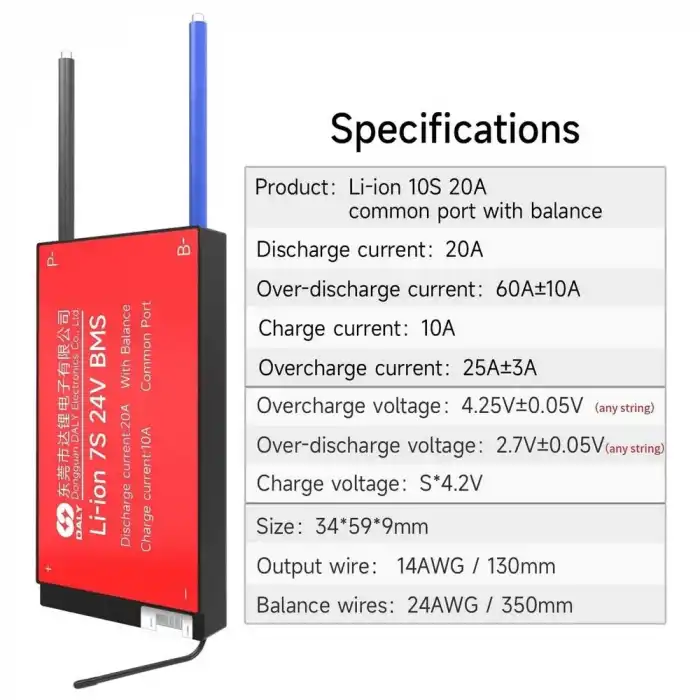 Daly Li-Ion 10S 20A Balanslı ve Kontaklı BMS