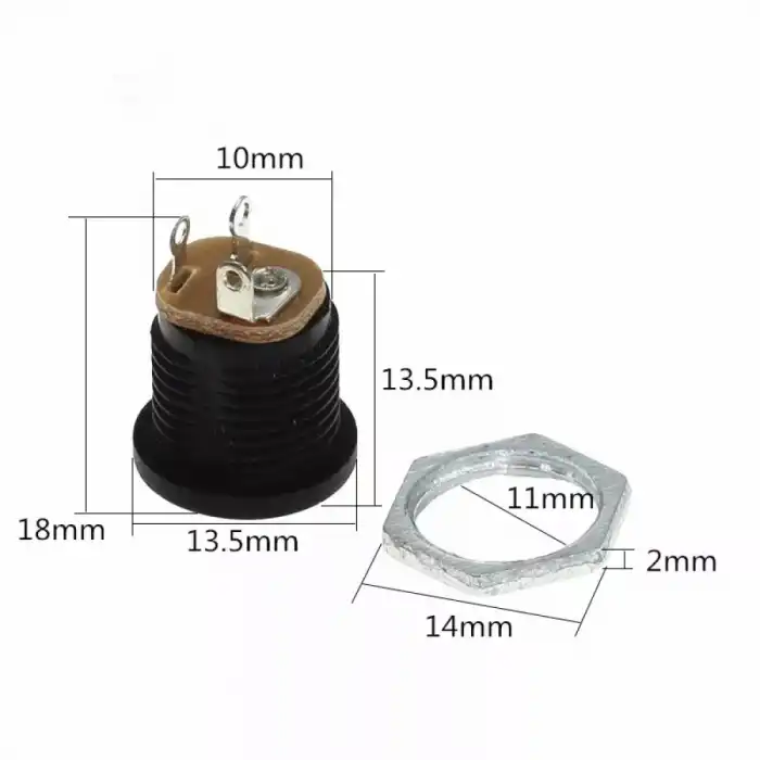 DC Jak 2.1 mm Somunlu (Dişi Adaptör)