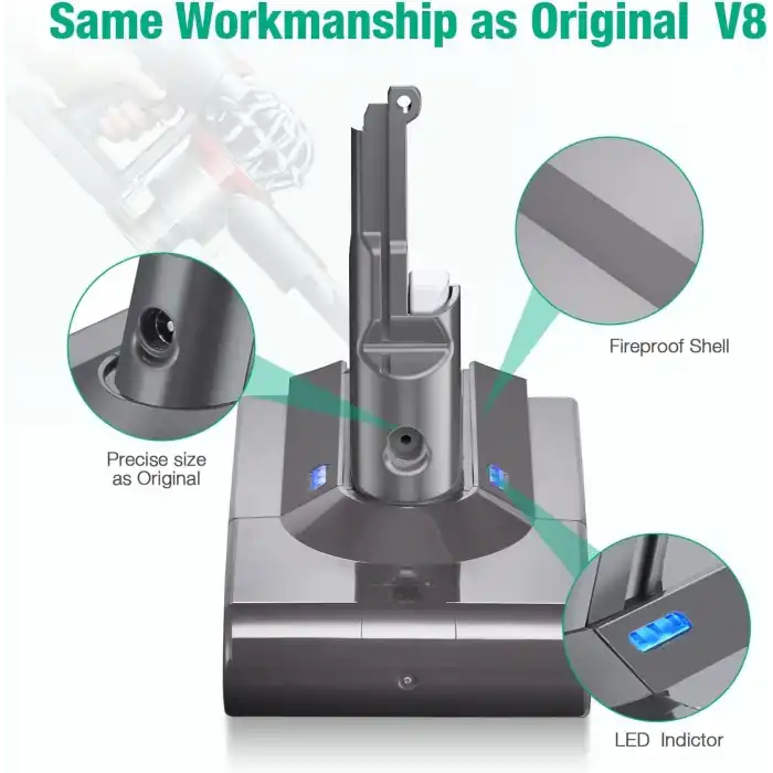 Dyson V8/ SV10 İle Uyumlu Süpürge Bataryası 4000 Mah Yüksek Kapasite