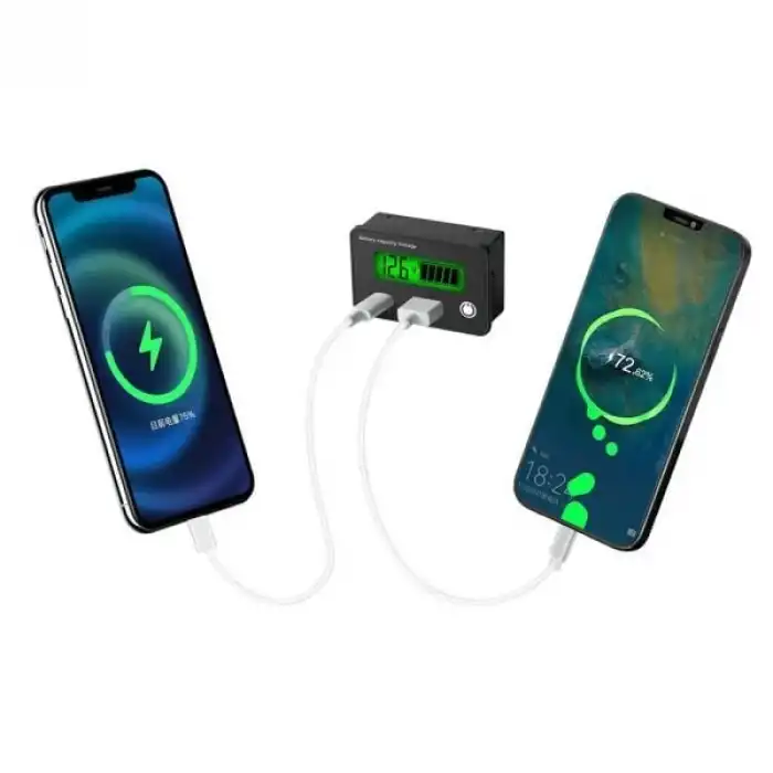 Hızlı Şarjlı LCD Batarya Kapasite / Voltaj Göstergesi 8-30V Lion / LiFePO4 / Akü için (Mavi Aydınlatma)