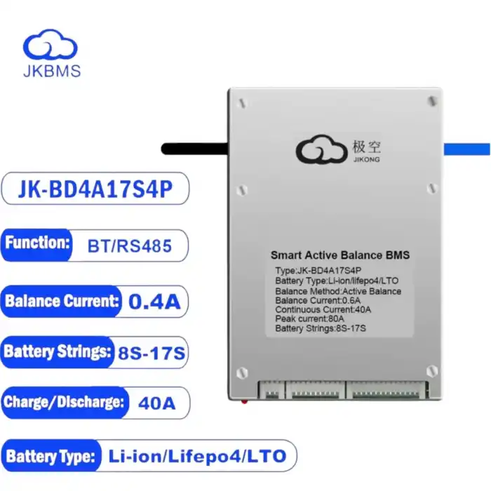 JK Smart Bluetootlu Lityum Ion / LifePO4/ LTO 40A BMS (8s- 17s ( JK-BD4A17S4P ))