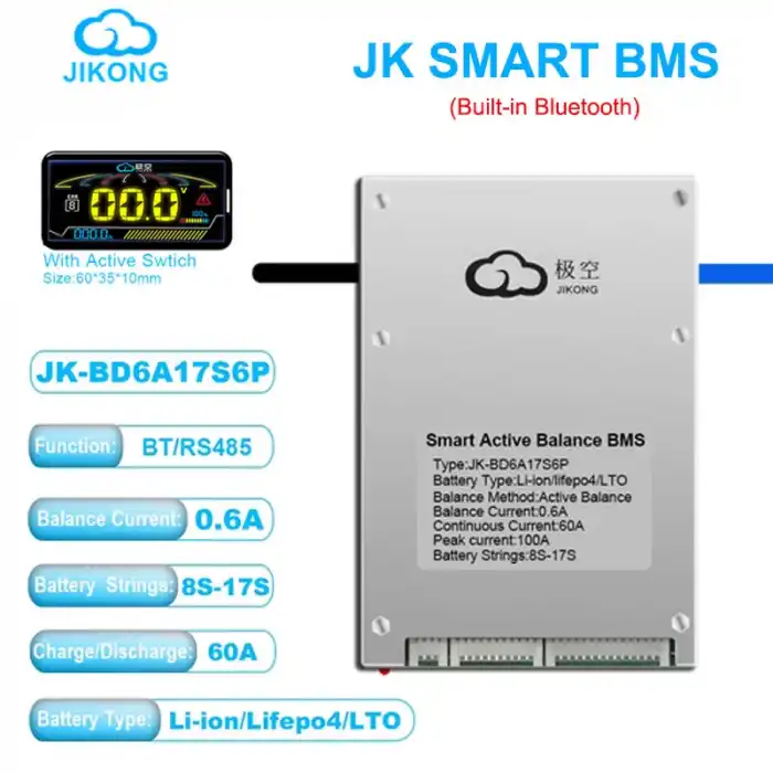 JK Smart Bluetootlu Lityum Ion / LifePO4/ LTO 60 Amper BMS (8s- 17s ( JK-BD6A17S6P ))