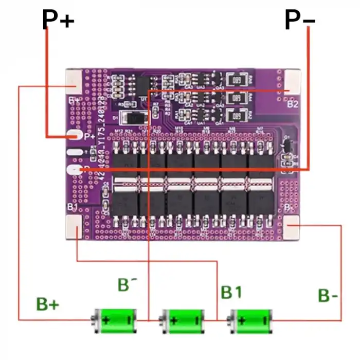 OLT 3S 40A 12.6V Balanslı Lityum Batarya BMS (Mor PCB)