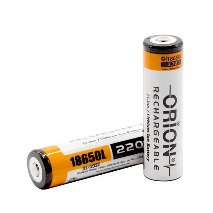 Orion 18650L 3.7V 2200mAh Başlı Lityum İyon Şarj Edilebilir Pil - Yüksek Kapasiteli El Feneri ve Lazer Pili