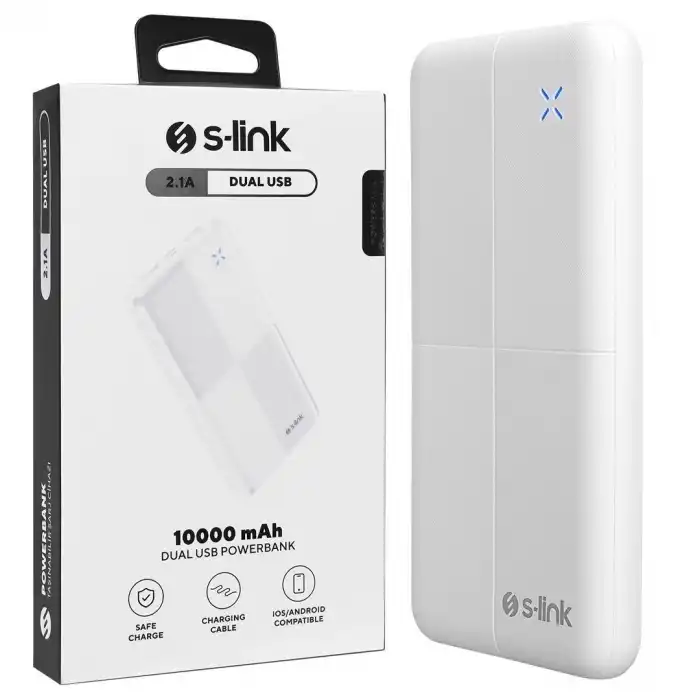 S-Link IP-G12N 10.000mAh MicroUSB + TYPE-C Beyaz Taşınabilir Pil Şarj Cihazı Powerbank