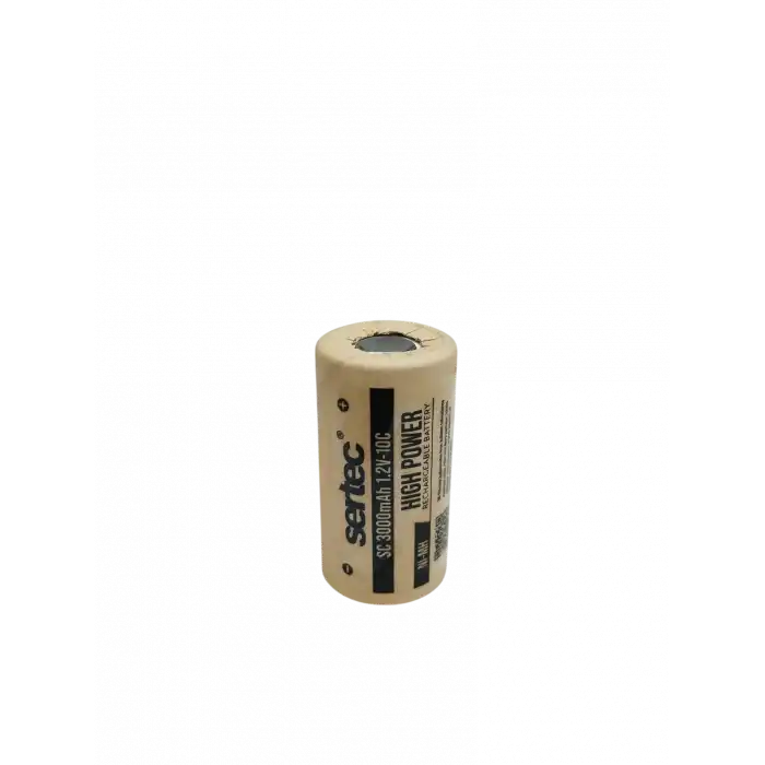 Sertec 1.2V 3000 mAh Ni-MH SC Şarjlı Pil (10C High Drain - Flat Head / Başsız)