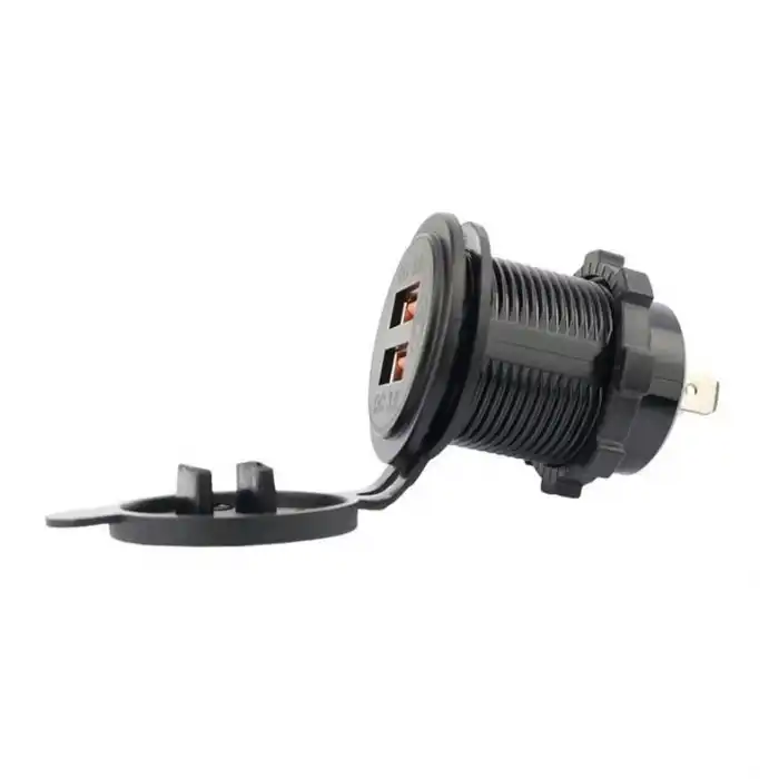 USB QC3.0 Hızlı Şarj Portu 2 Çıkışlı Silikon Kapaklı 12-32V Giriş