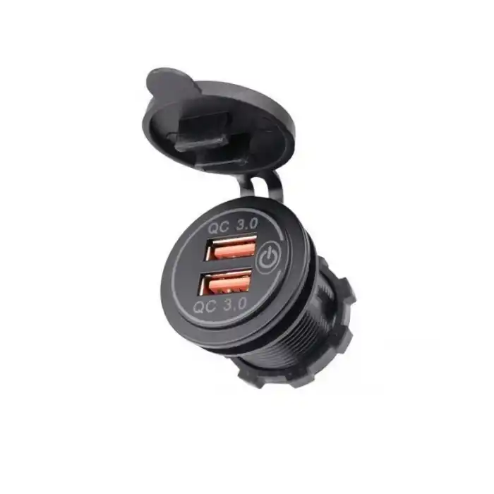 USB QC3.0 Hızlı Şarj Portu 2 Çıkışlı Silikon Kapaklı 12-32V Giriş