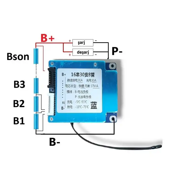 XR 16S 40A LiFePO4 Balanslı BMS