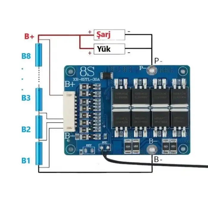 XR 8S 60A Balanslı LifePO4 BMS