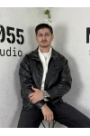 CKT0003- Oversize Deri Bomber Ceket- Siyah