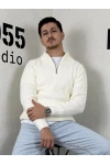 Kzk0010-Yarım Fermuarlı Basic Kazak- Beyaz