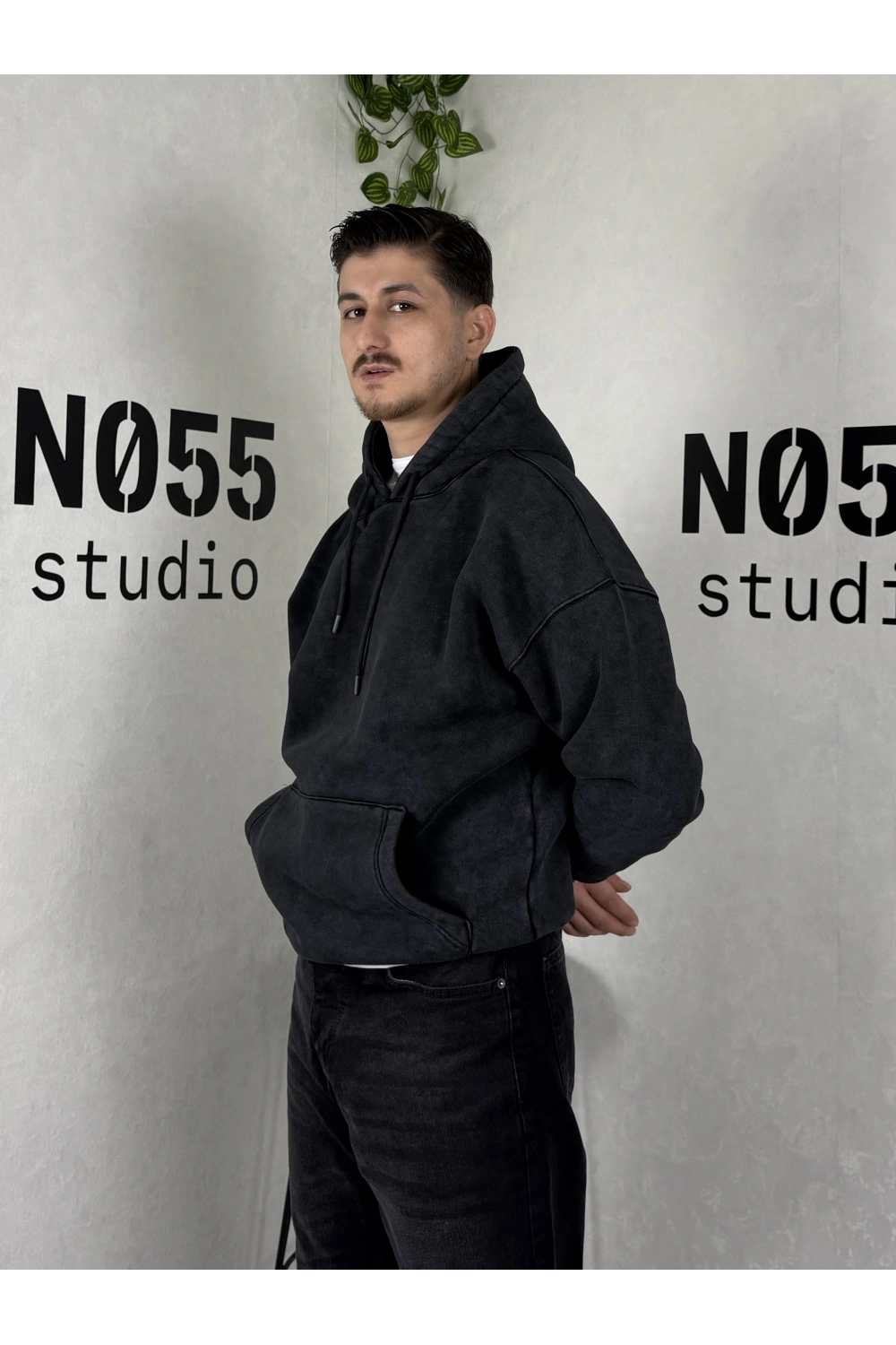 SWT0003-Eskitmeli Kapüşonlu Sweat- Yıkamalı Taş Bej